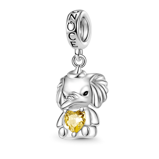 Gnoce Elephant Embraces Heart Gem Pendant Dangle Charm_1