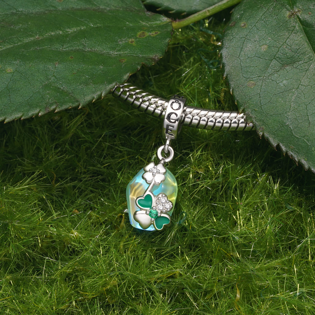 Gnoce Green Four-leaf Clover Pendant Dangle Charm_3