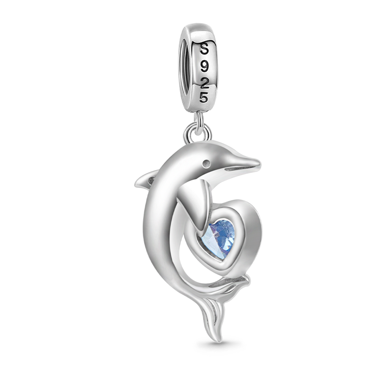 Gnoce Dolphin Embraces Heart Gem Pendant Dangle Charm_2