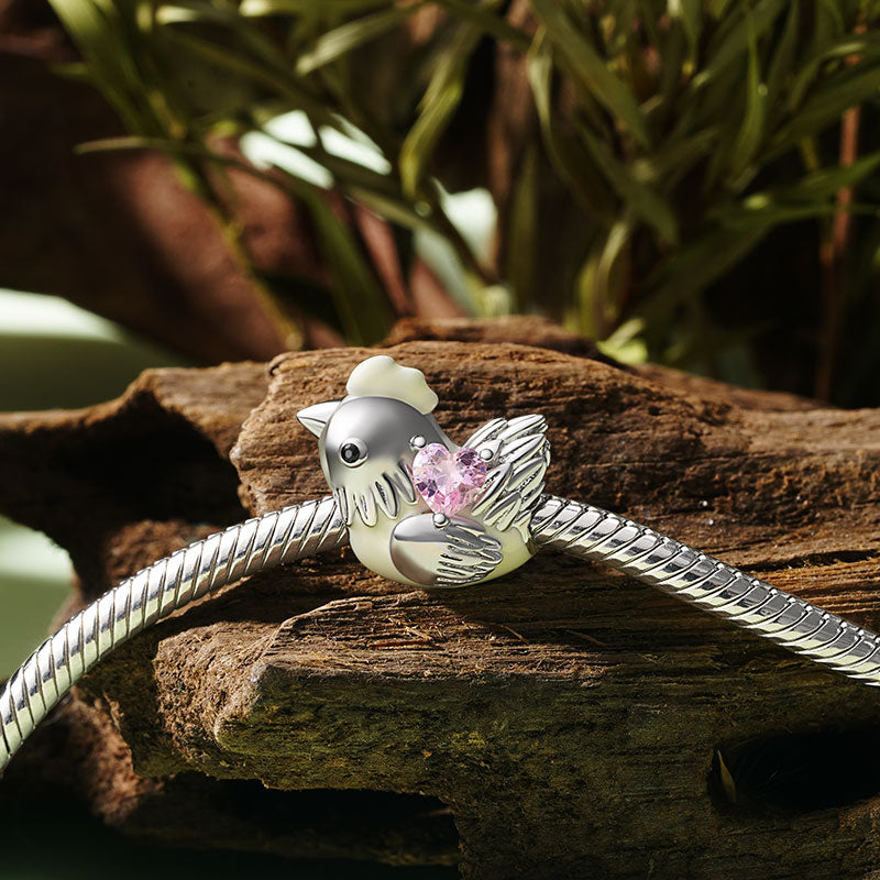 Gnoce Chinese Zodiac Rooster Embraces Heart Gem Charm_3