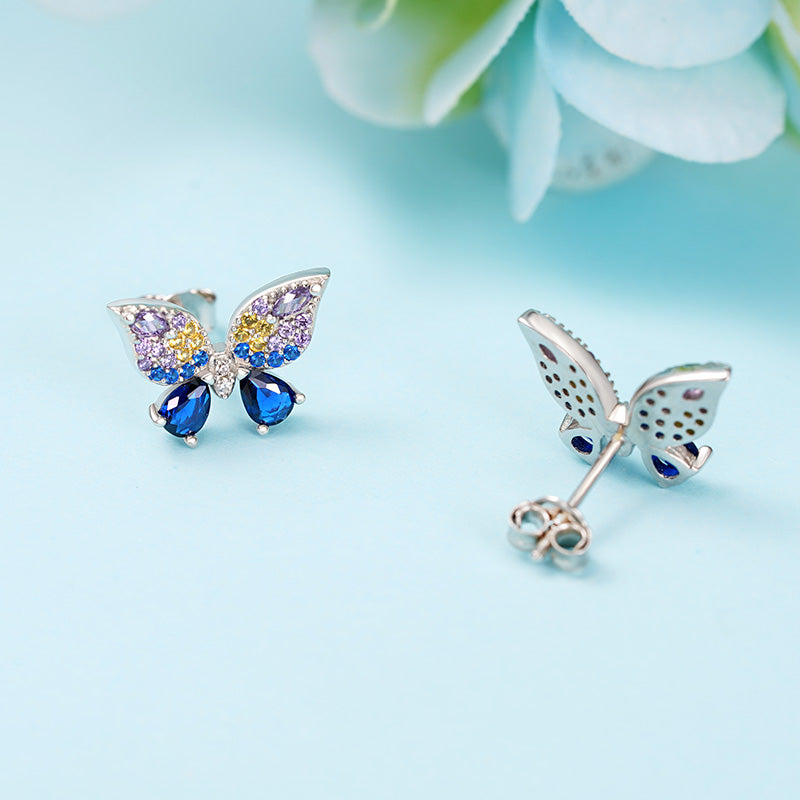 Gnoce Sparkling Butterfly Stud Earrings_2