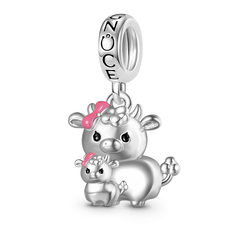 Gnoce Embrace Love Cow & Baby Pendant Dangle Charm_1