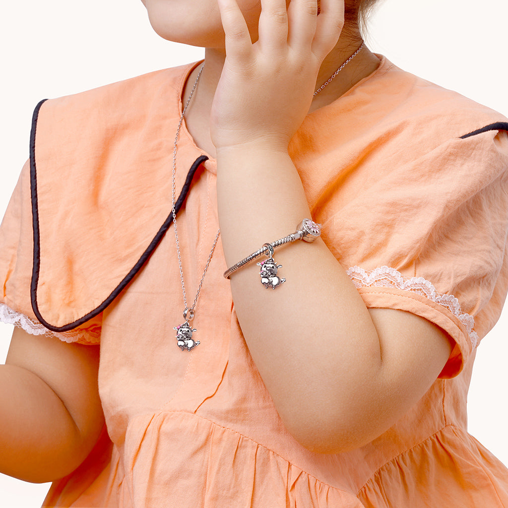 Gnoce Embrace Love Cow & Baby Pendant Dangle Charm_3