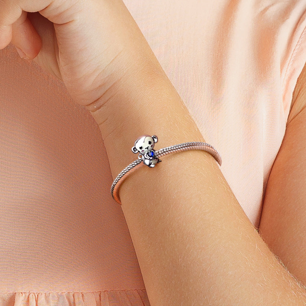 Gnoce Chinese Zodiac Monkey Embraces Heart Gem Charm_5