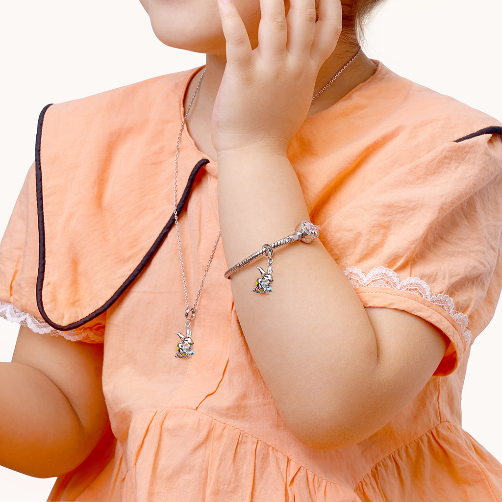 Gnoce Easter Bunny Egg Pendant Dangle Charm_4