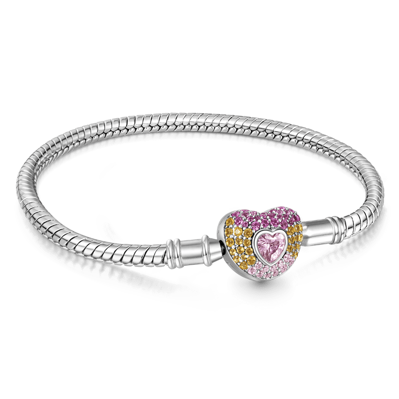 Gnoce Sparkling Heart Engravable Basic Snake Chain Bracelet_1