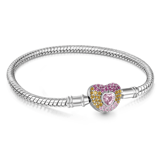 Gnoce Sparkling Heart Engravable Basic Snake Chain Bracelet_1
