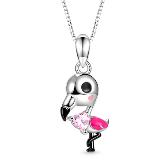 Gnoce Flamingo Embraces Heart Gem Necklace_1