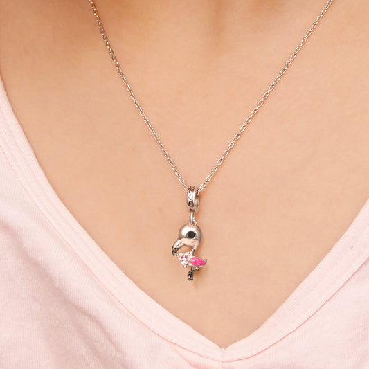 Gnoce Flamingo Embraces Heart Gem Necklace_4
