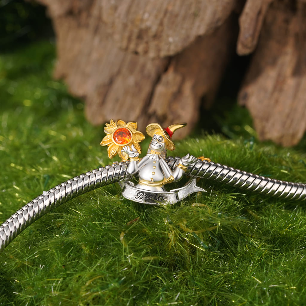 Gnoce The Wonderful Wizard of Oz Clever Brain Scarecrow Sunflower Charm_3
