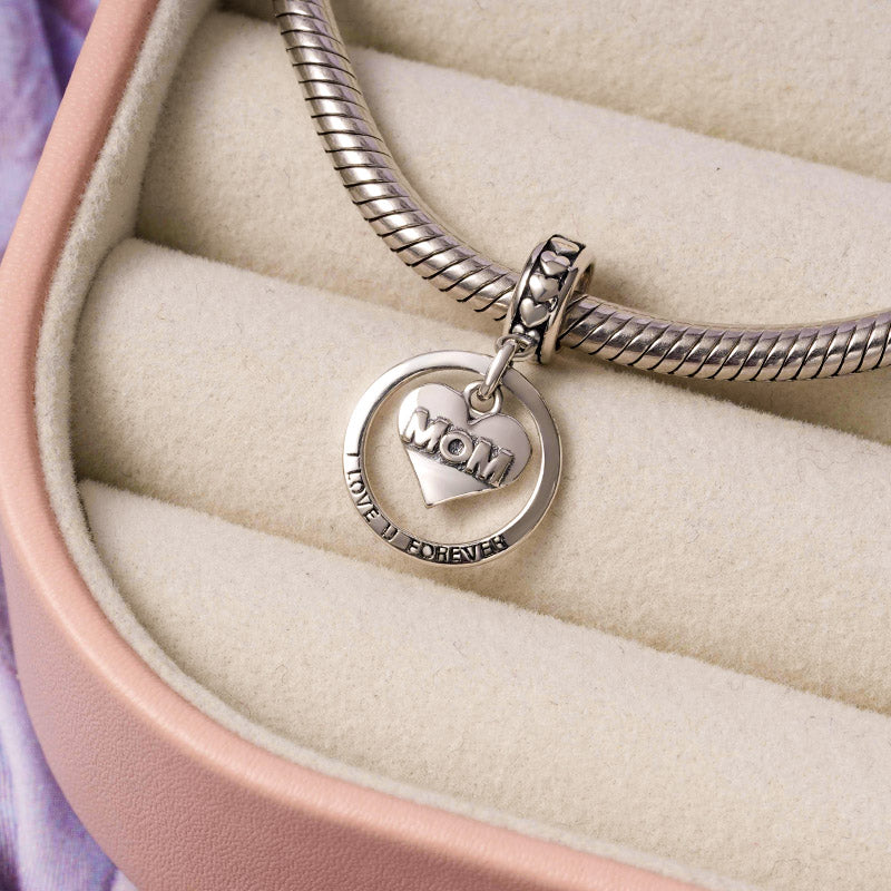 “Mom, I love you forever” Pendant Dangle Charm Sterling Silver_2