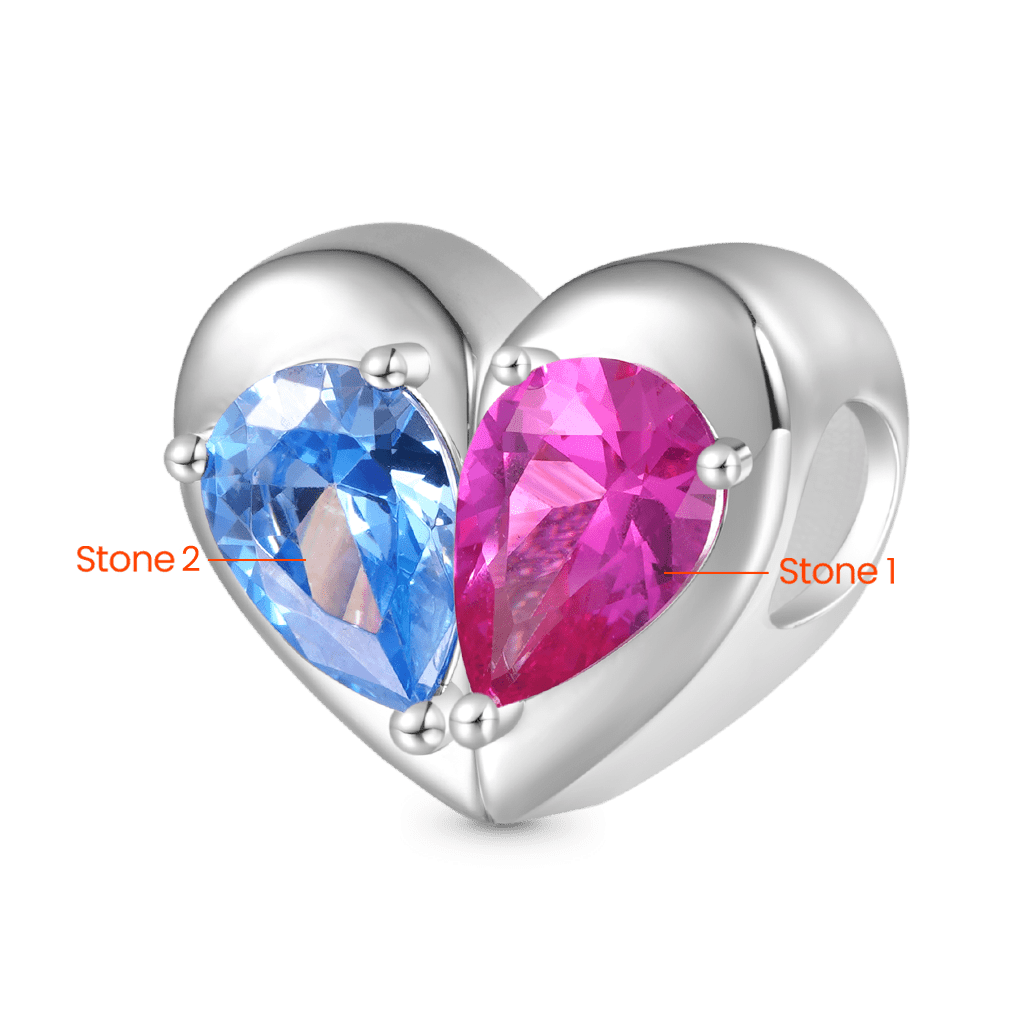 Gnoce Engravable Heart Split Birthstone Pendant Dangle Charm_2