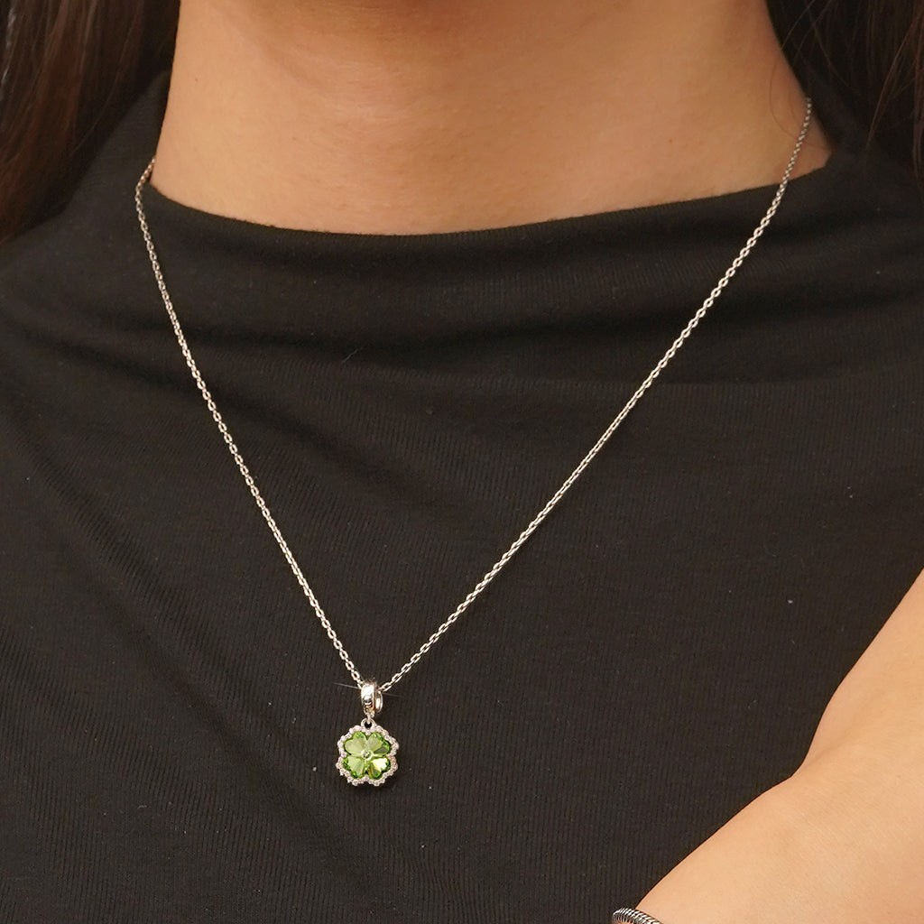 Gnoce Lucky Green Four-leaf Clover Pendant Dangle Charm_5