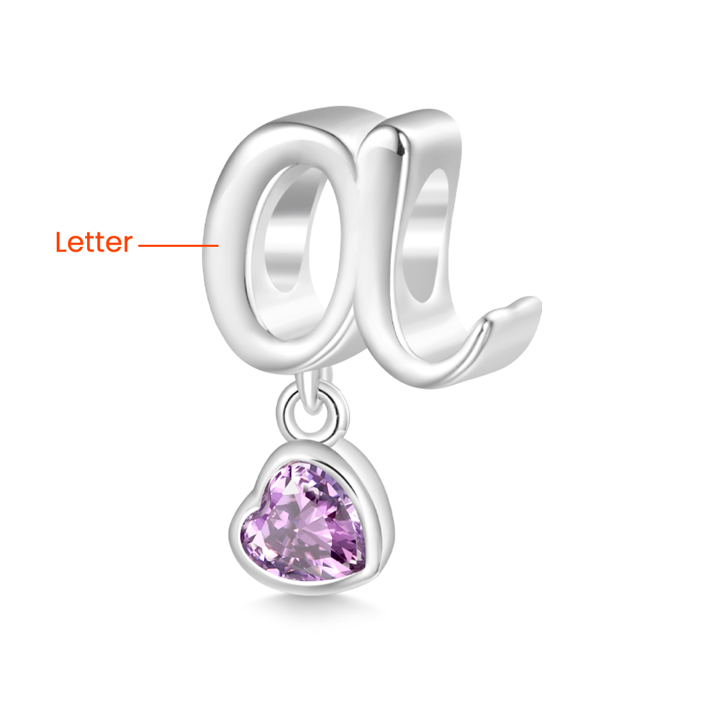 Gnoce Personalized Lowercase Letter Heart Birthstone Charm_3