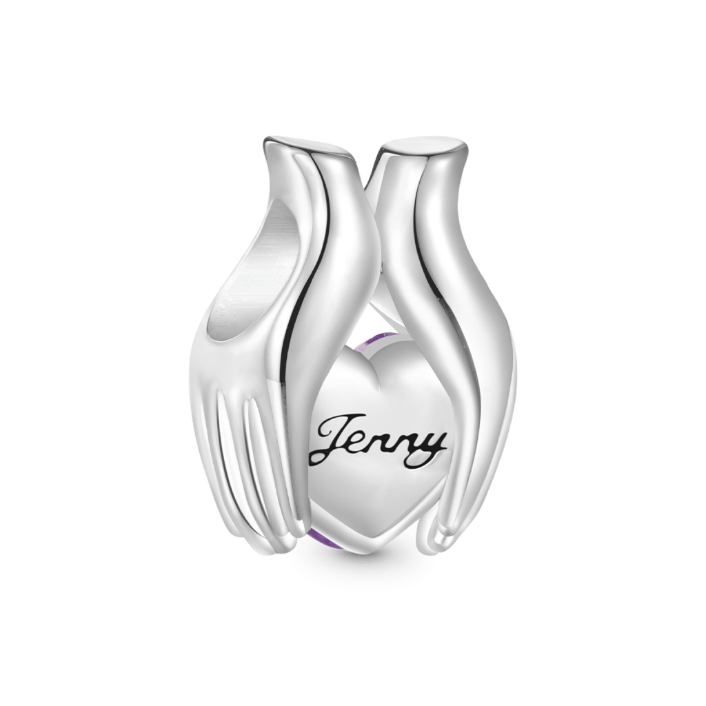 Gnoce Engravable Hand Holding Love Heart Charm_3