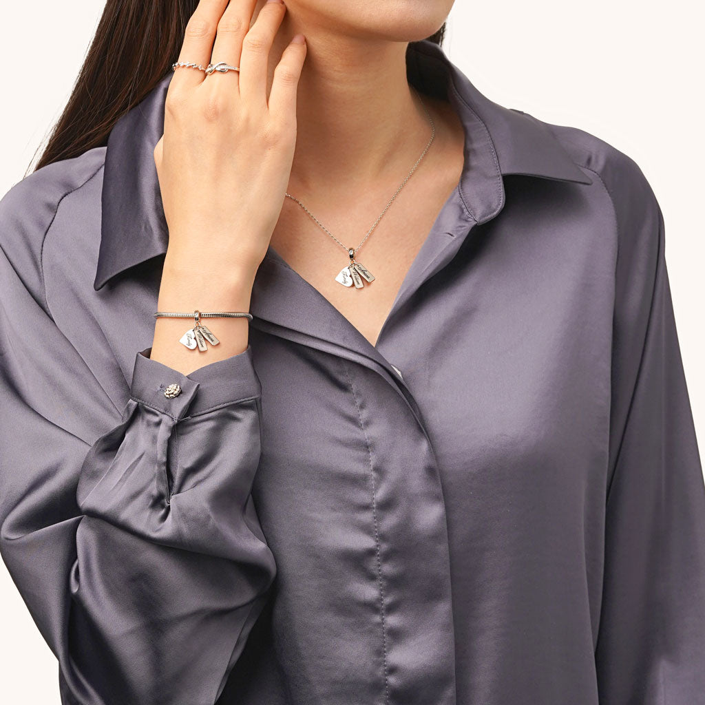Gnoce Heart Engravable Triple Pendant Dangle Charm_5