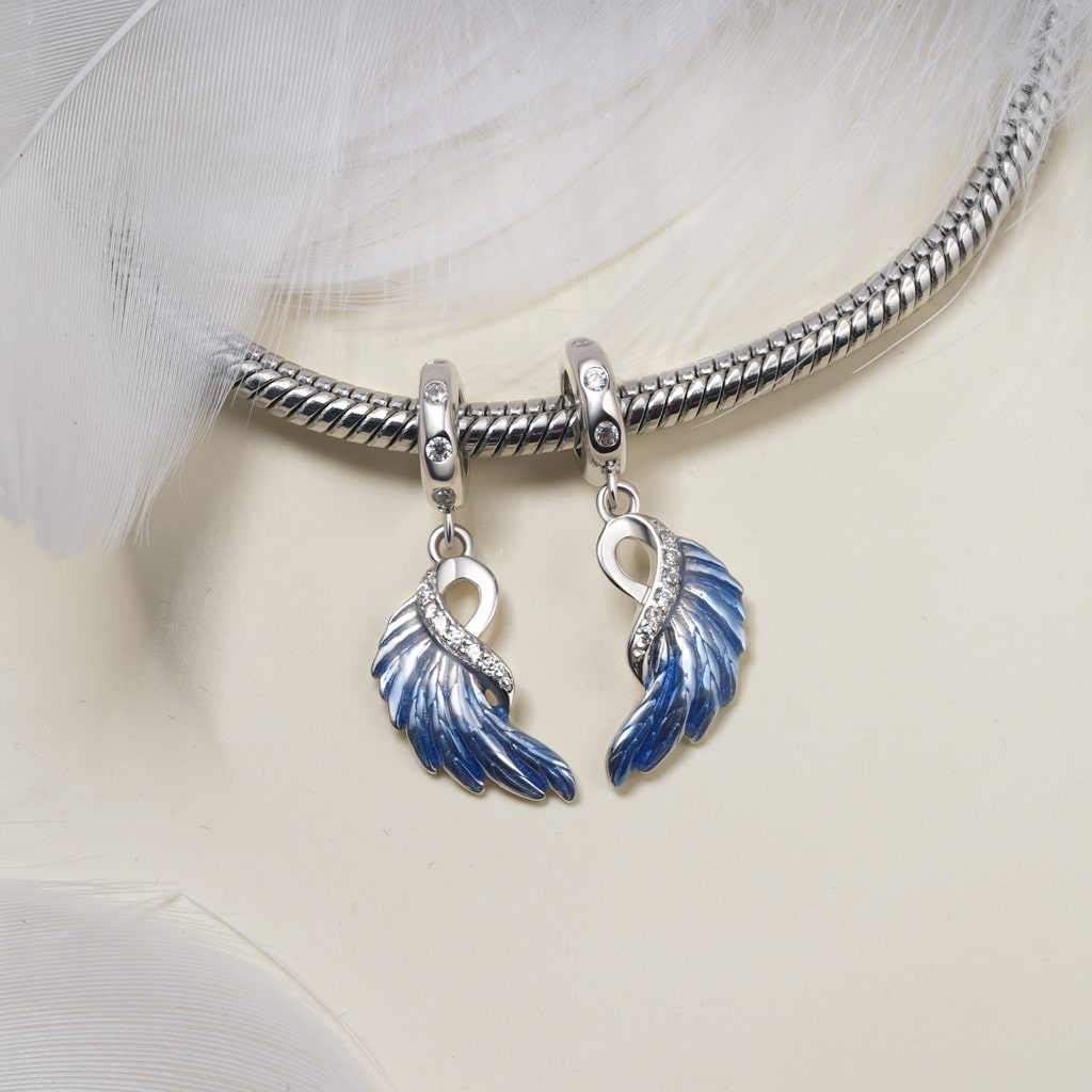 Gnoce Blue Wings Double Pendant Dangle Charm_4