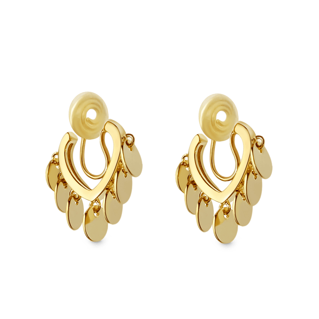 Gnoce Gold Tassel Heart Ear Clips_1