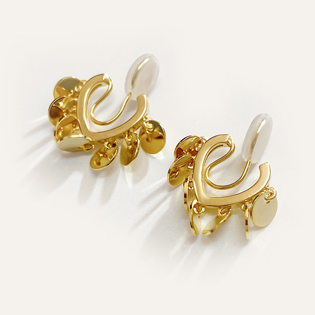 Gnoce Gold Tassel Heart Ear Clips_2