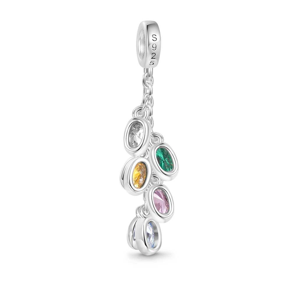 Gnoce Egg-shaped Birthstone Engravable Leaves Pendant Dangle Charm_4