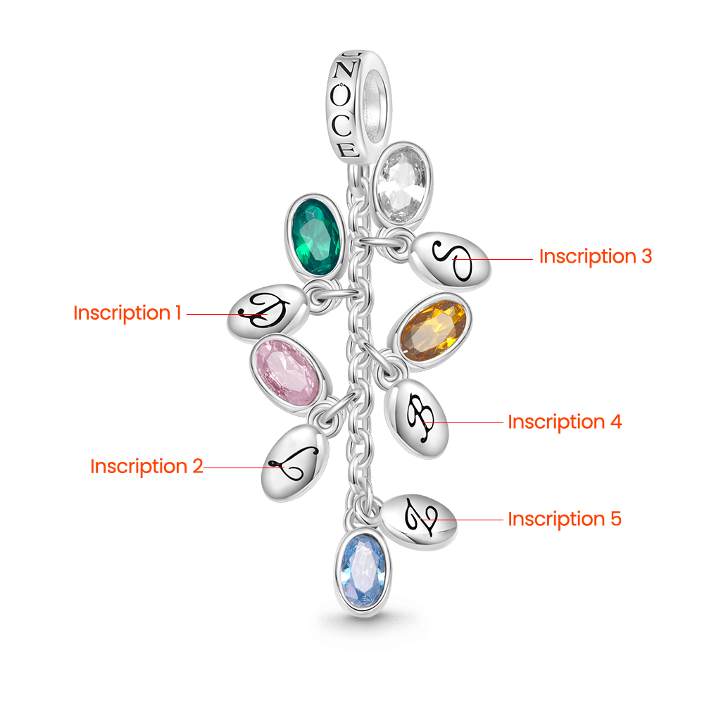 Gnoce Egg-shaped Birthstone Engravable Leaves Pendant Dangle Charm_3