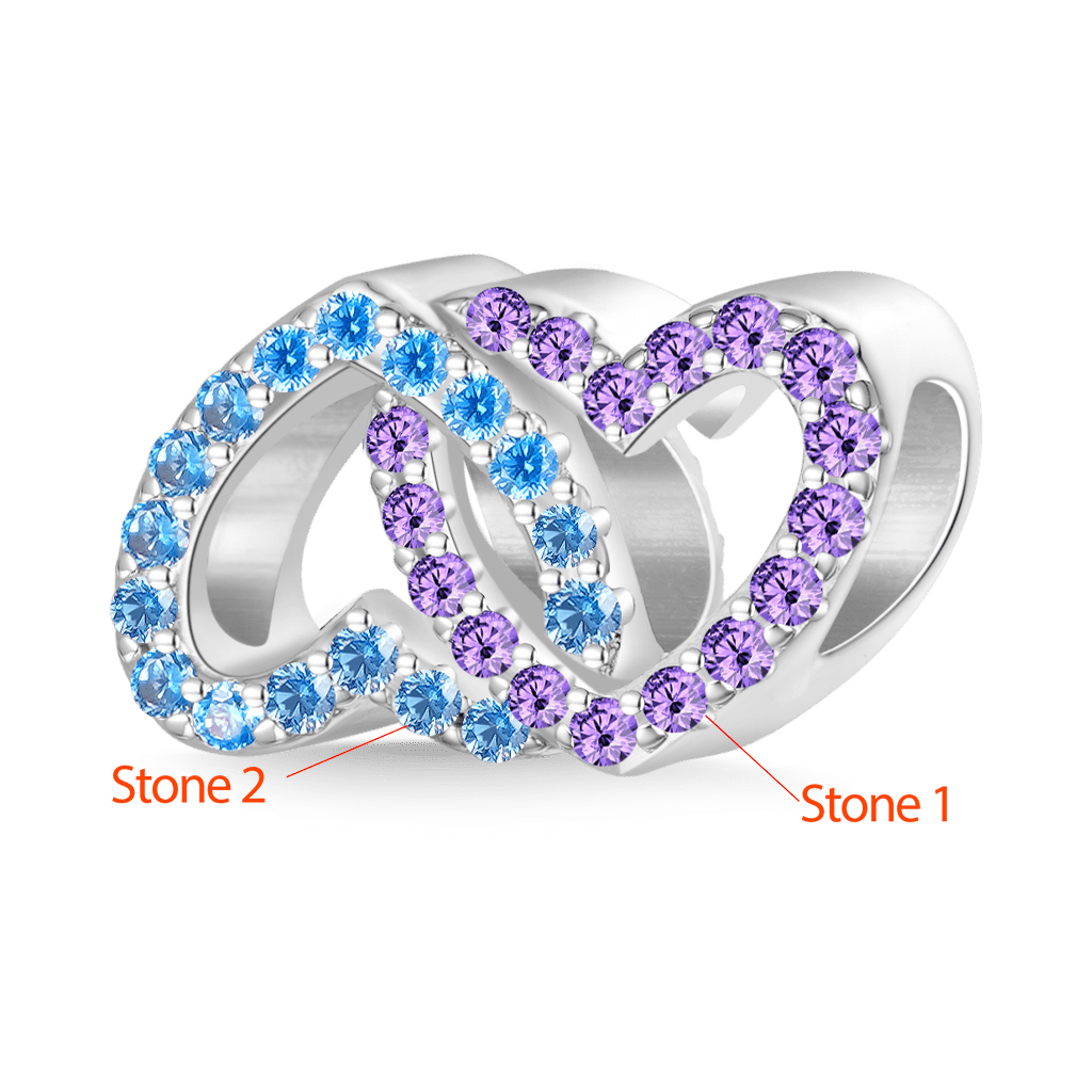 Gnoce Two Love Heart Surround Birthstone Charm_2