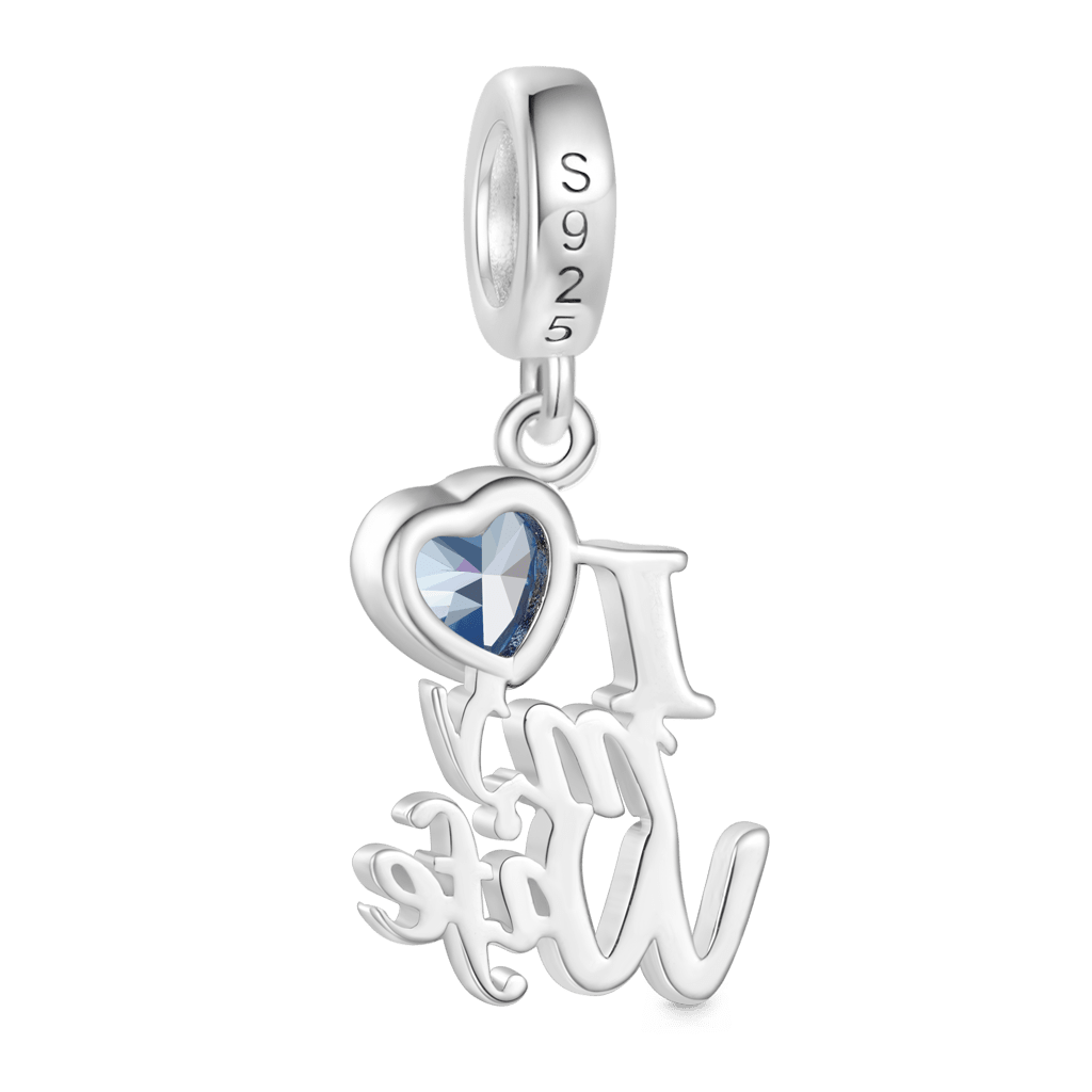 Gnoce I Love my Wife Blue Heart Pendant Dangle Charm_2
