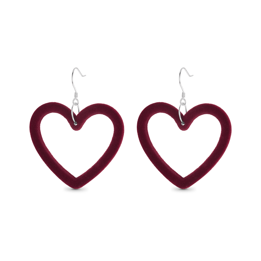 Gnoce Red Velvet Heart Stud Earrings_1