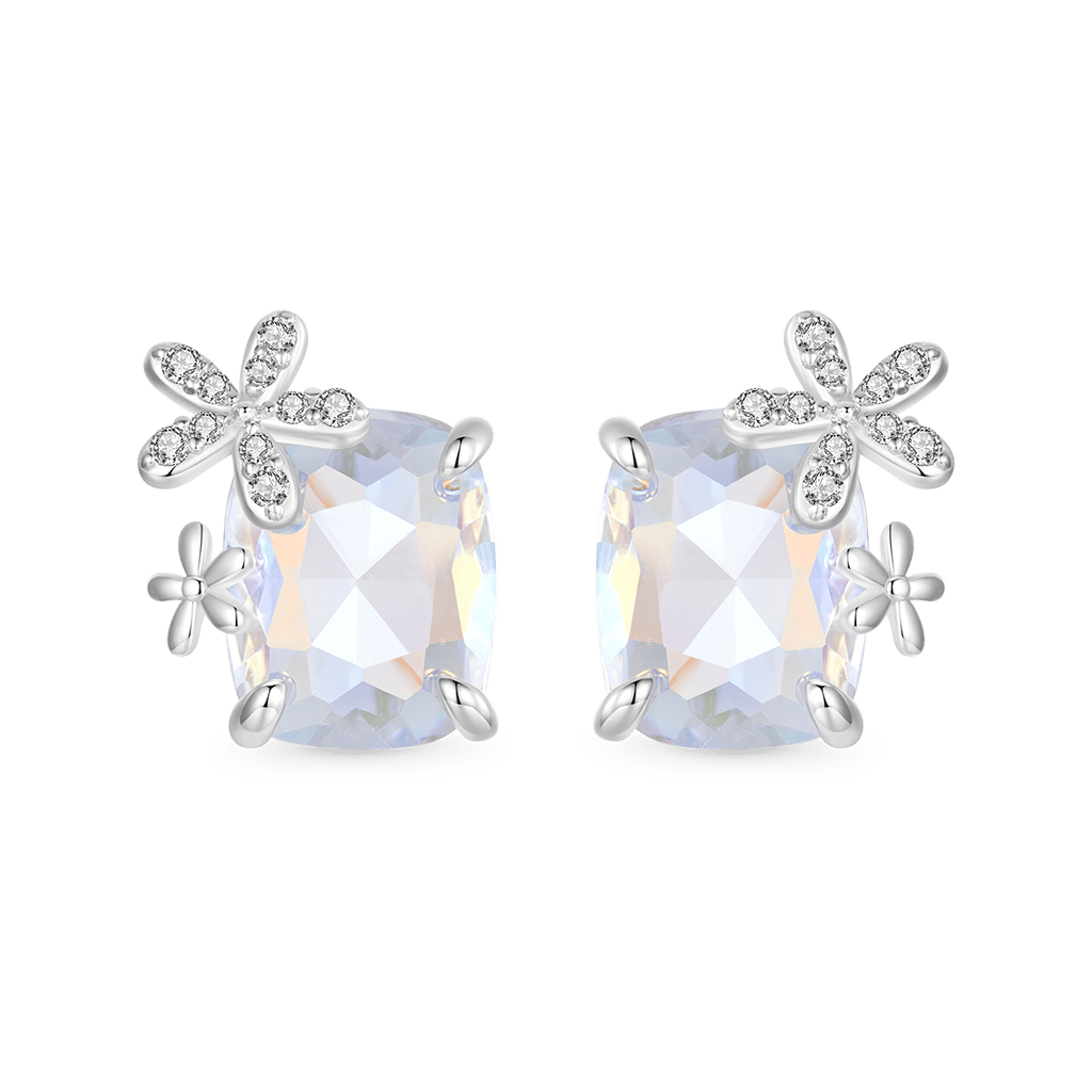 Gnoce Fantasy Flower CZ Stud Earrings_1