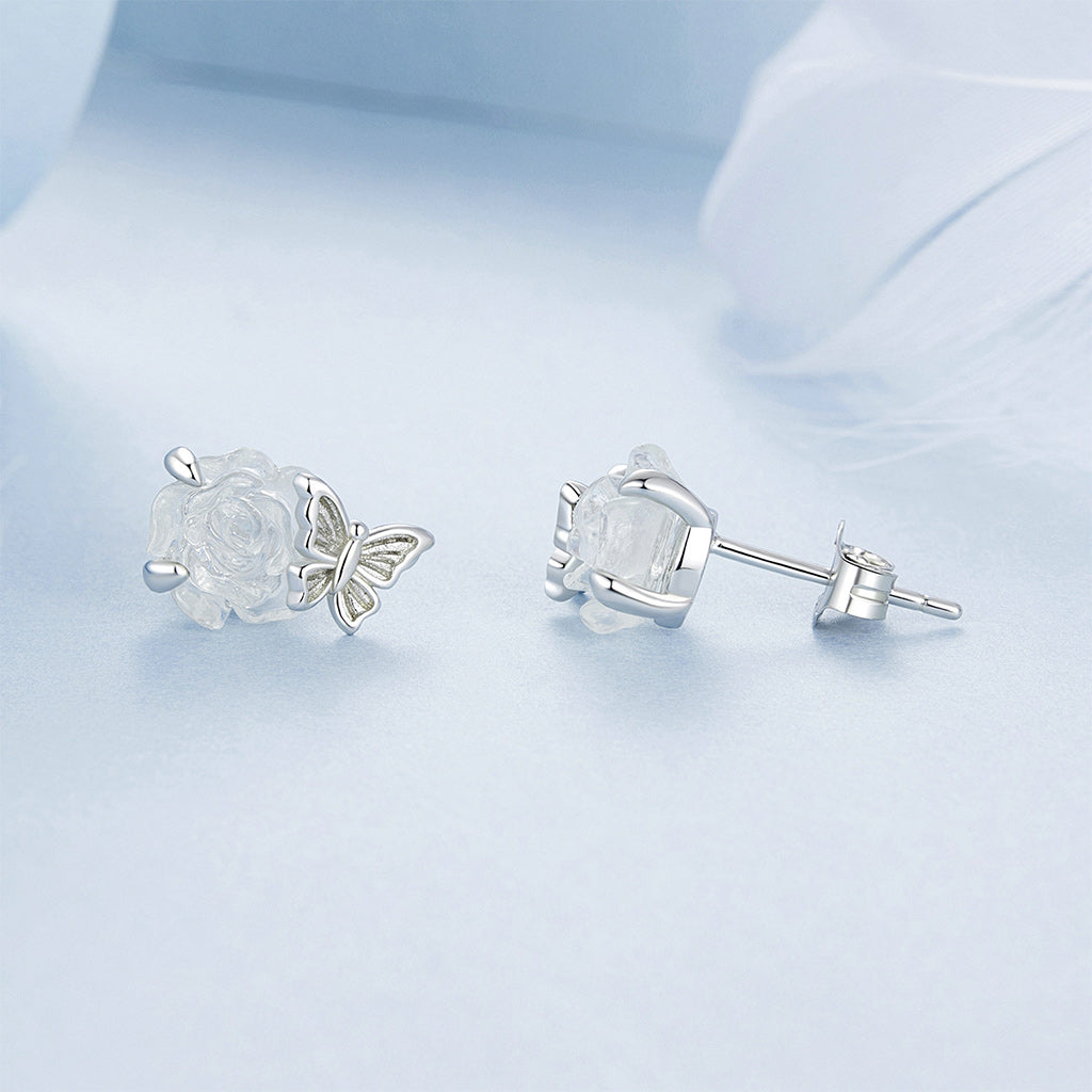 Gnoce Crystal Rose Color-changing Flower Stud Earrings_3