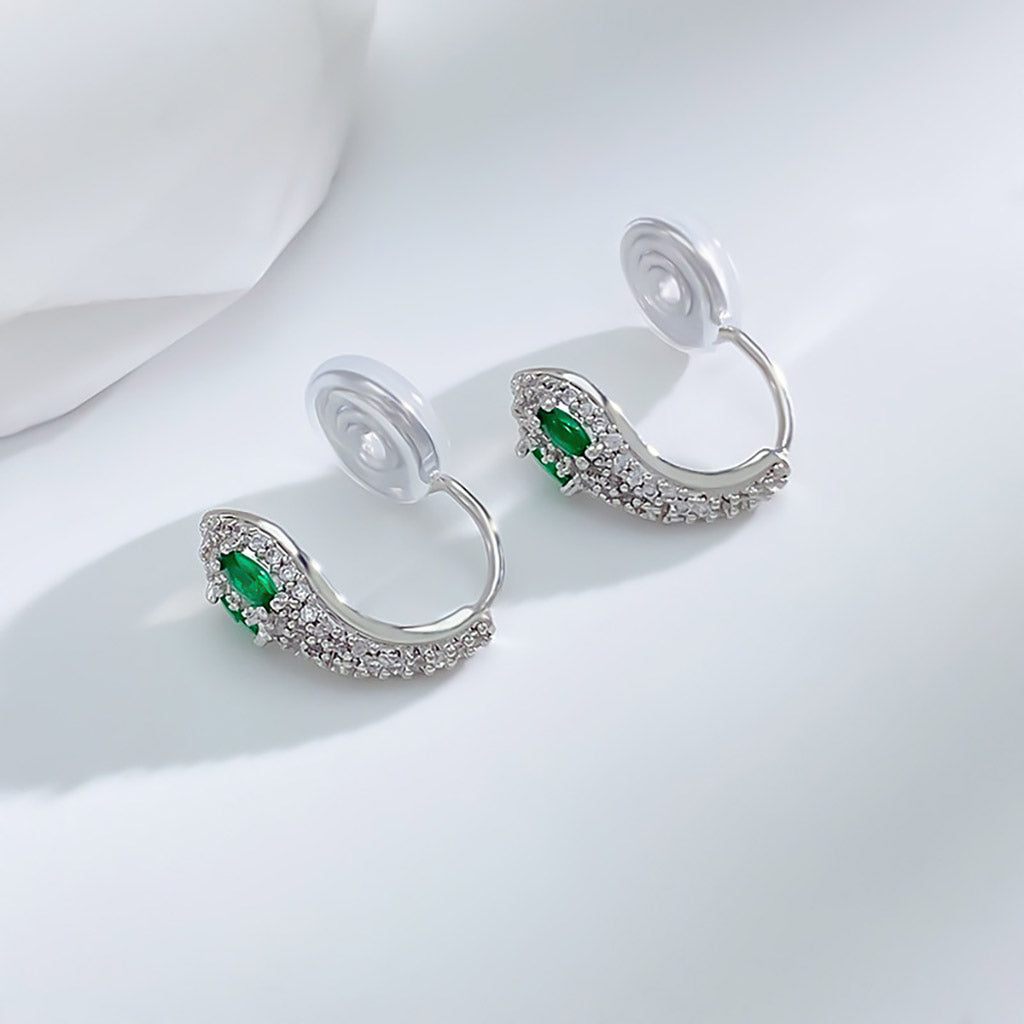 Gnoce Emerald Snake Head Ear Clips_3