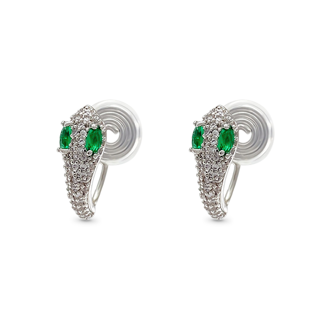 Gnoce Emerald Snake Head Ear Clips_1