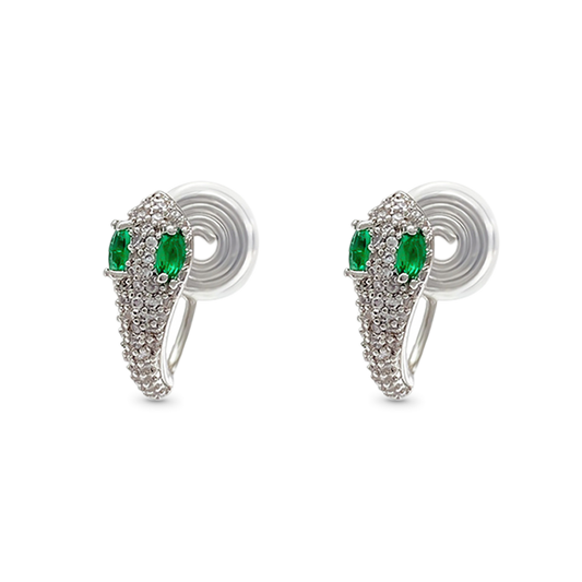 Gnoce Emerald Snake Head Ear Clips_1