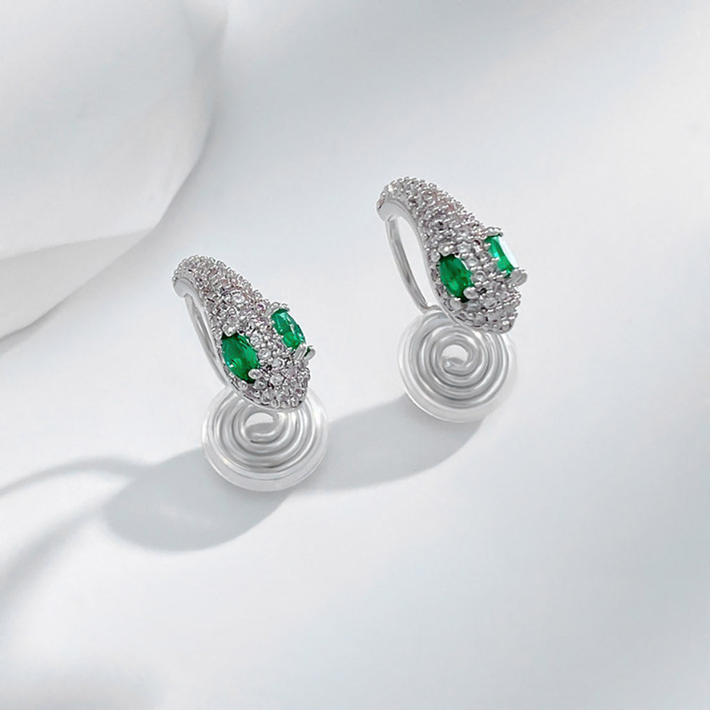 Gnoce Emerald Snake Head Ear Clips_2