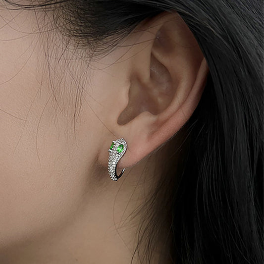 Gnoce Emerald Snake Head Ear Clips_4