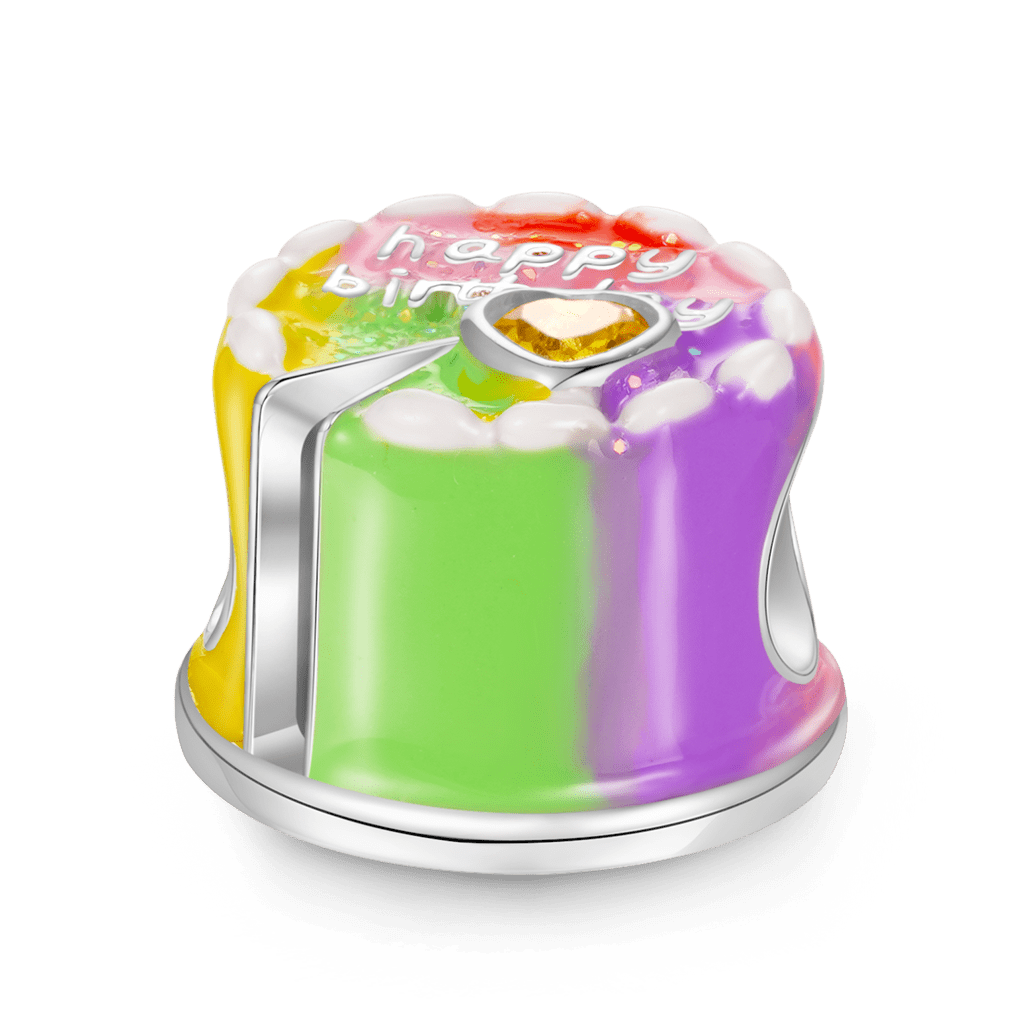 Gnoce Engravable Sterling Silver Happy Birthday Cake Charm_1