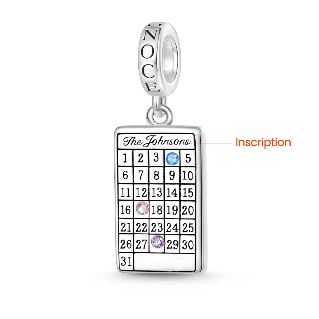 Gnoce Engravable Calendar Birthstone Pendant Dangle Charm_2