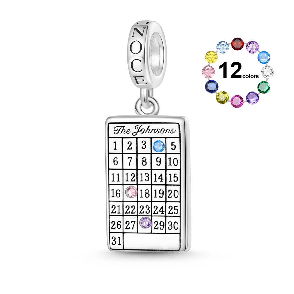 Gnoce Engravable Calendar Birthstone Pendant Dangle Charm_1