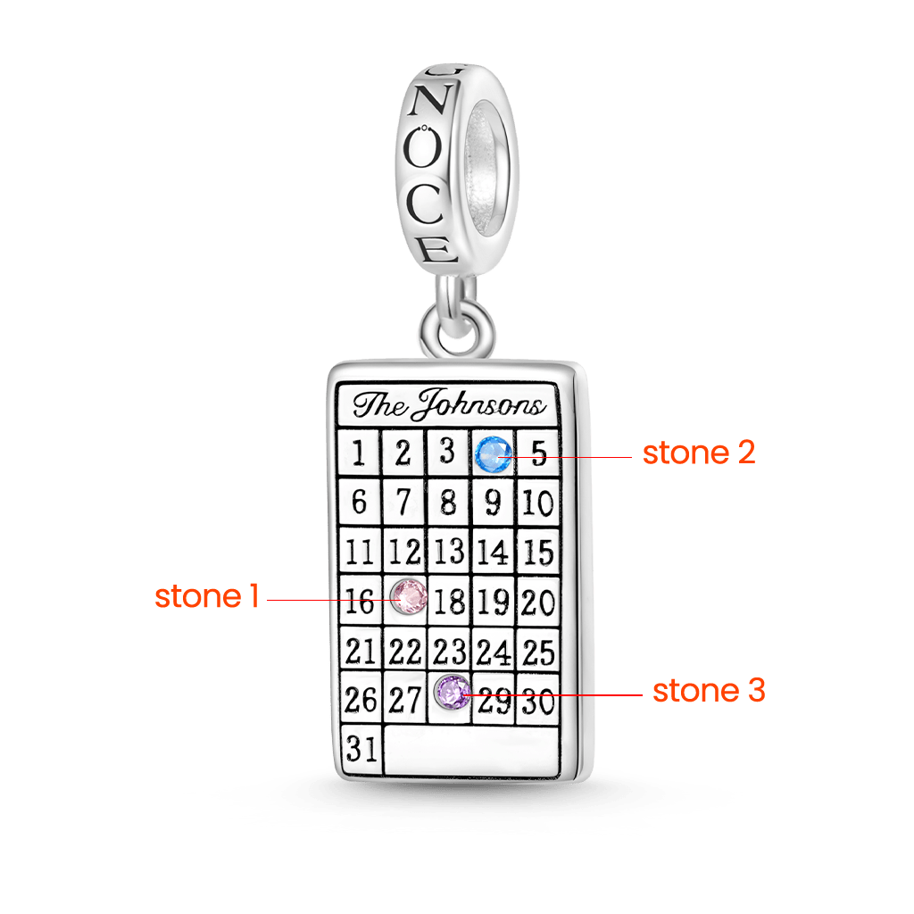Gnoce Engravable Calendar Birthstone Pendant Dangle Charm_3