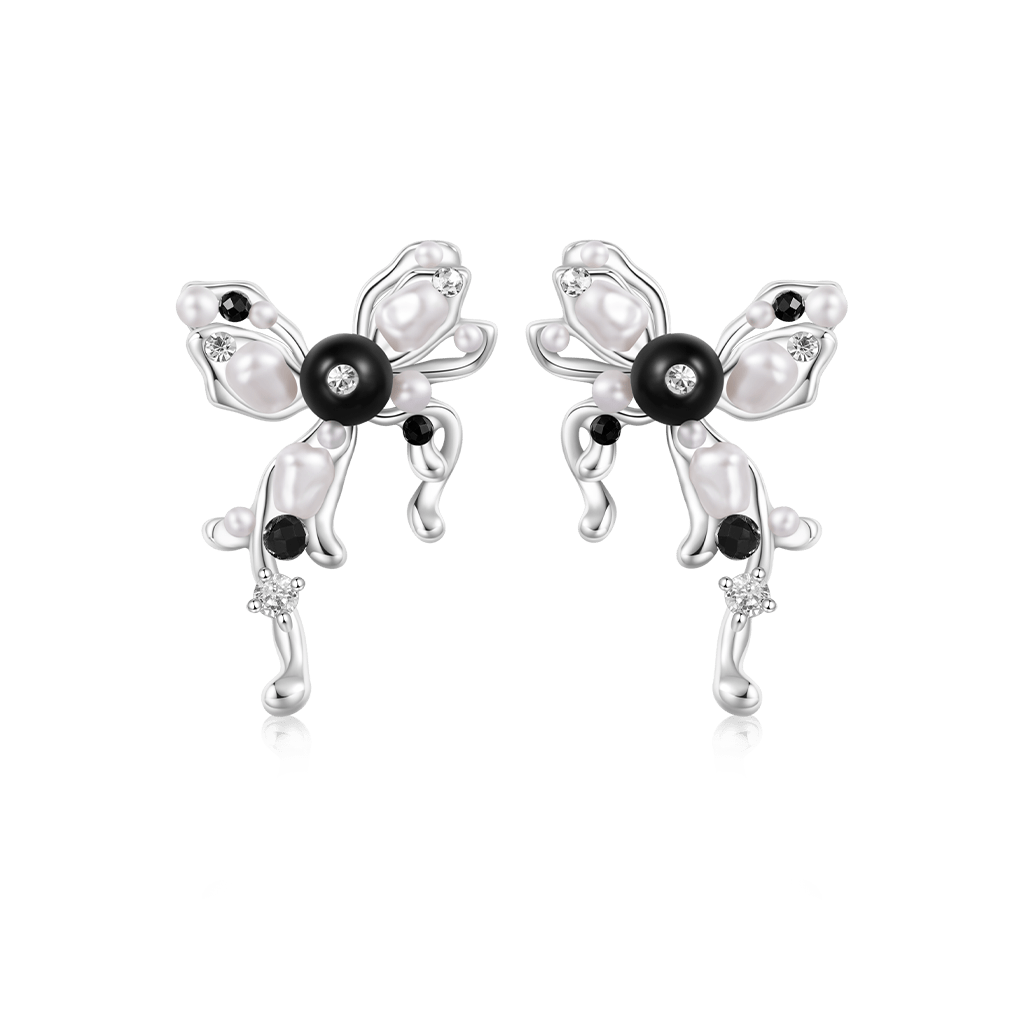 Gnoce Sweet Y2K Bow Ribbon Stud Earrings_1