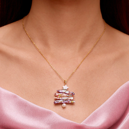 Gnoce Pearl Christmas Tree Necklace_4