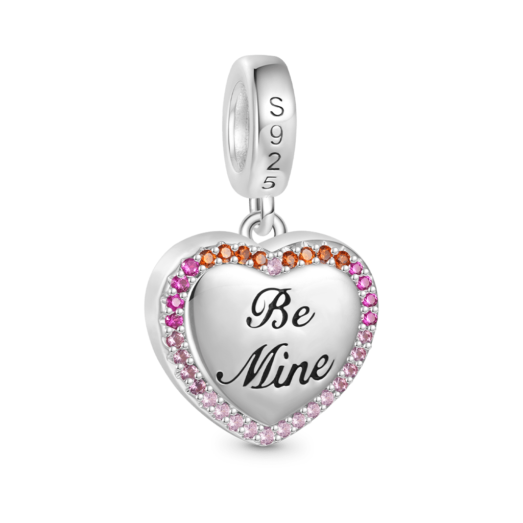 Gnoce "Be Mine" Rose Broken Diamond Heart Pendant Dangle Charm_2