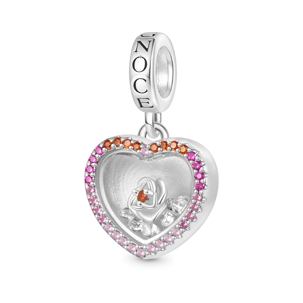 Gnoce "Be Mine" Rose Broken Diamond Heart Pendant Dangle Charm_1
