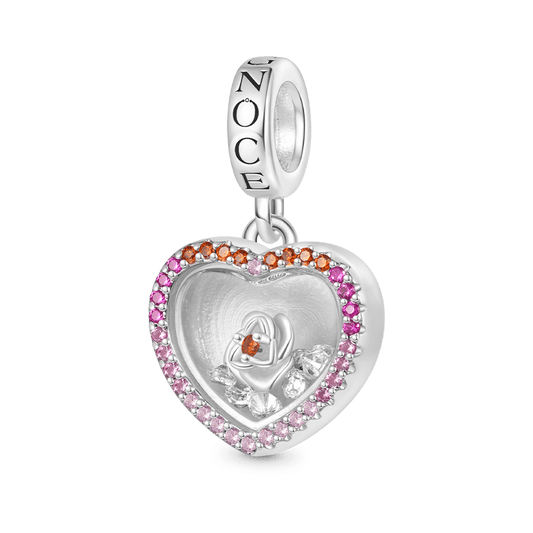 Gnoce "Be Mine" Rose Broken Diamond Heart Pendant Dangle Charm_1