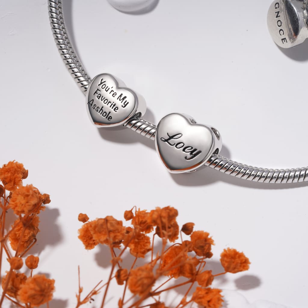 Gnoce Personalized Fingerprint Engravable Heart Pendant Dangle Charm_4