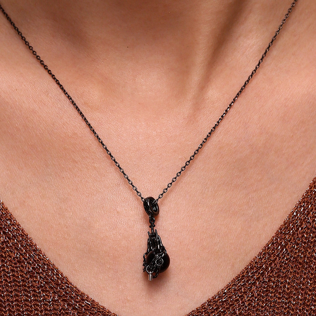 Gnoce Natural Black Pearl Dark Castle Pendant Dangle Charm_5
