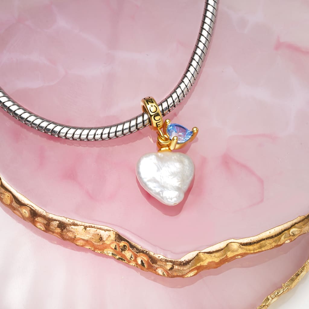 Gnoce Irregular Heart Pearl Birthstone Pendant Dangle Charm_4