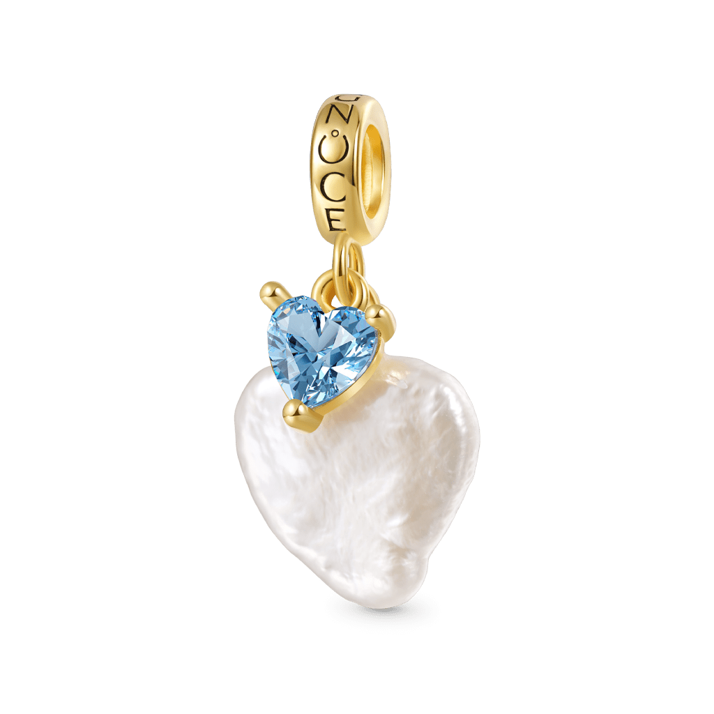 Gnoce Irregular Heart Pearl Birthstone Pendant Dangle Charm_2