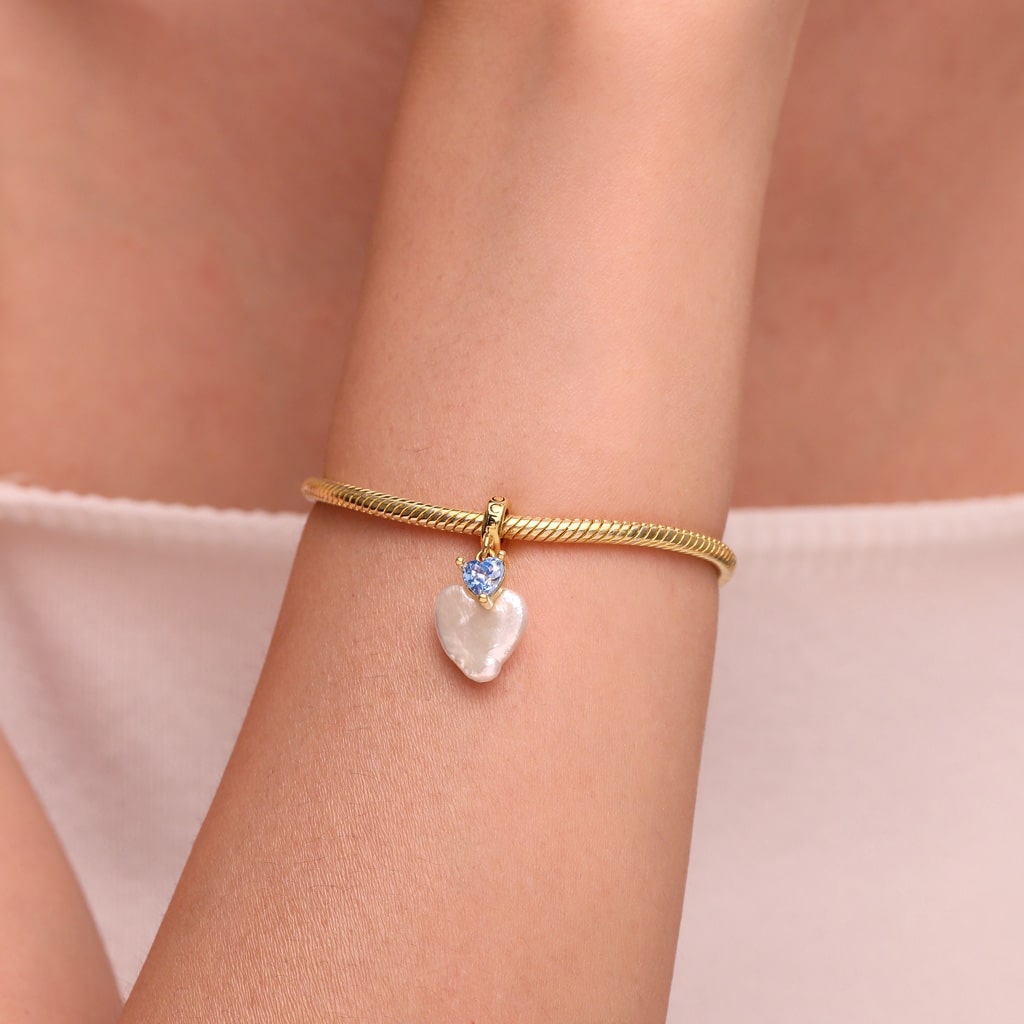 Gnoce Irregular Heart Pearl Birthstone Pendant Dangle Charm_6