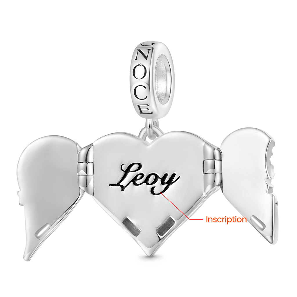 Gnoce Openable Heart Wings Engravable Pendant Dangle Charm_2